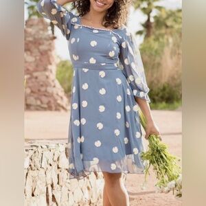 Ivy city co daisy dress size XL. Dusty blue floral.